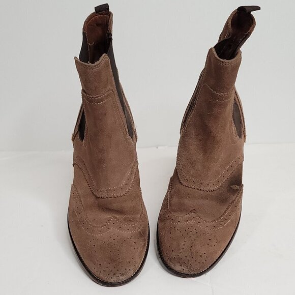 Massimo Dutti Brown Suede Ankle Wingtip Boots Women's, size 36 - Picture 3 of 6